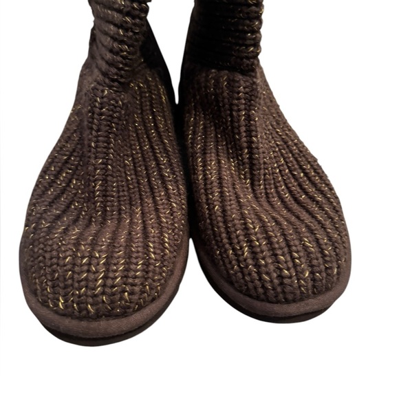 UGG Australia Brown Classic Cardy Sweater Knit Triple Button Tall Boots Size 9 - Picture 6 of 9